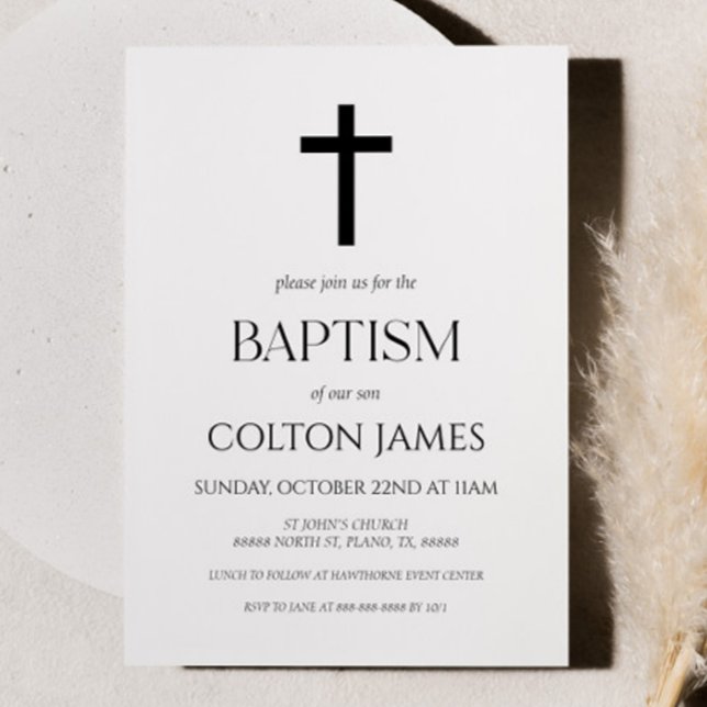 Minimal Minimalist Simple Basic Elegant Baptism Invitation (Creator Uploaded)