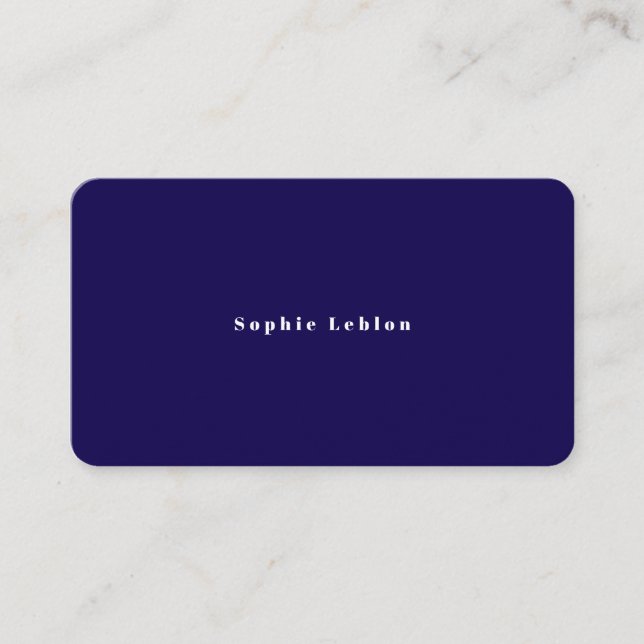 Minimal Minimalist Simple dark-blue Calling Card (Front)