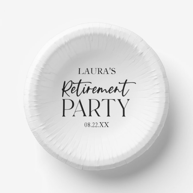 Minimal Minimalist Simple Elegant Retirement Party Paper Plate (Front)