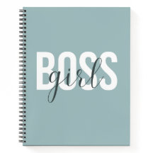 Minimal Mint Boss Girl Notebook Cover