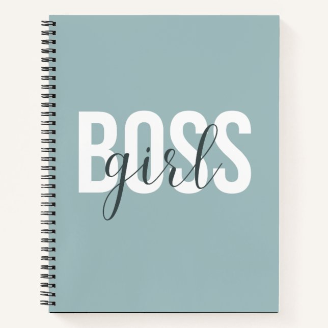 Minimal Mint Boss Girl Notebook Cover (Front)
