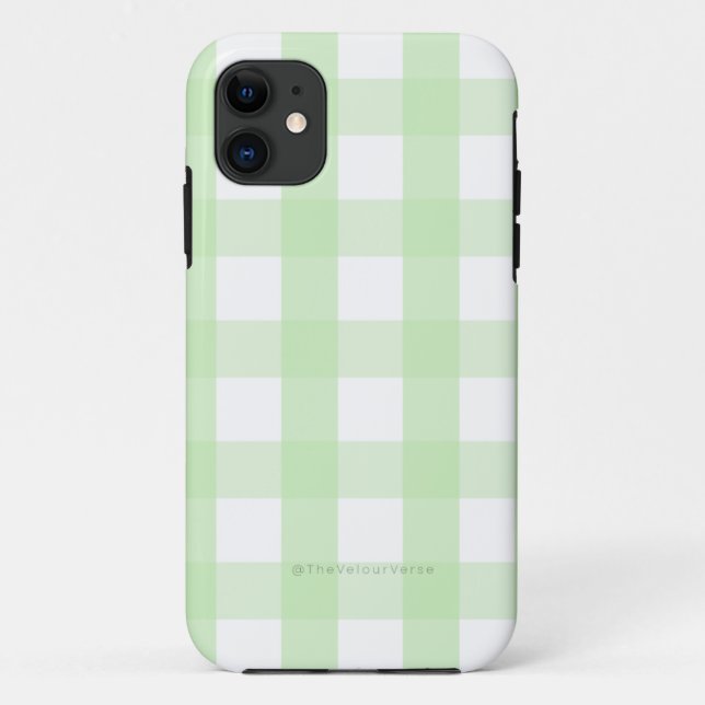 Minimal Mint Green Gingham iPhone Case  (Back)