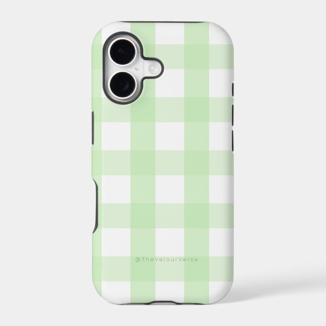 Minimal Mint Green Gingham iPhone Case  (Back)