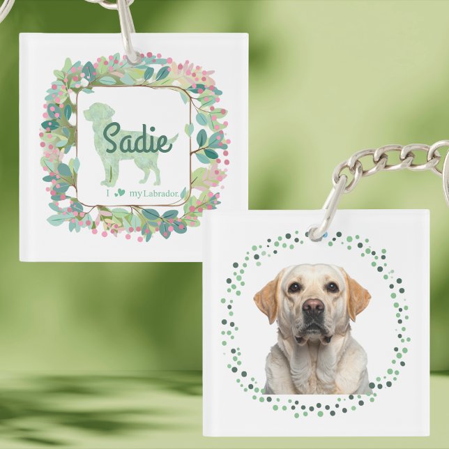Minimal Mint Labrador | Custom Name & Photo Key Ring (Creator Uploaded)