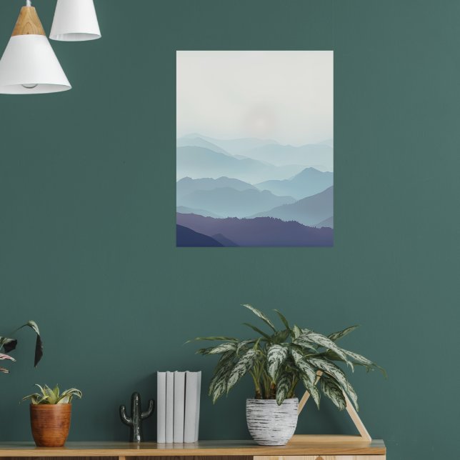 Minimal Misty Mountain Wall Art Print (Living Room 1)