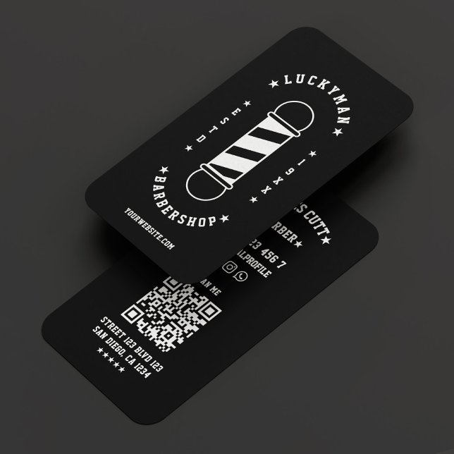 Minimal Mobile Barber Barbershop Black Business Card (Minimal Mobile Barber Barbershop Black Business Card
)