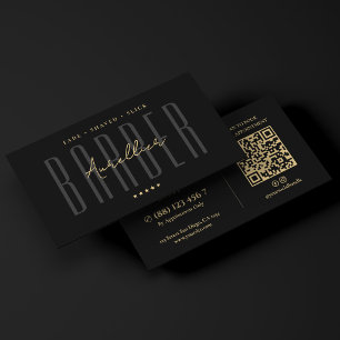 Minimal Mobile Barber Black Barbershop Business Card
