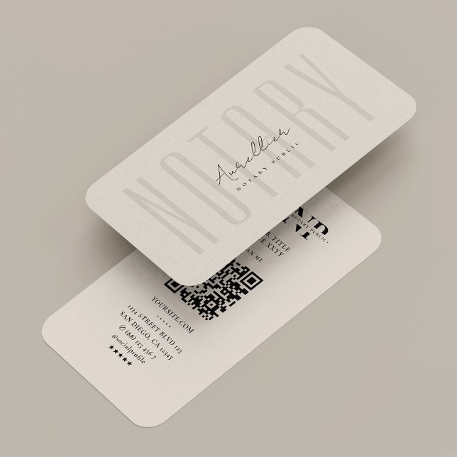 Minimal Mobile Notary Public Loan Signing Sand Business Card (Creator Uploaded)
