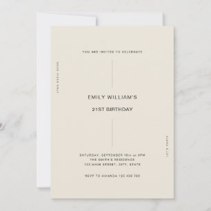 Minimal Modern 21st Birthday Invitation