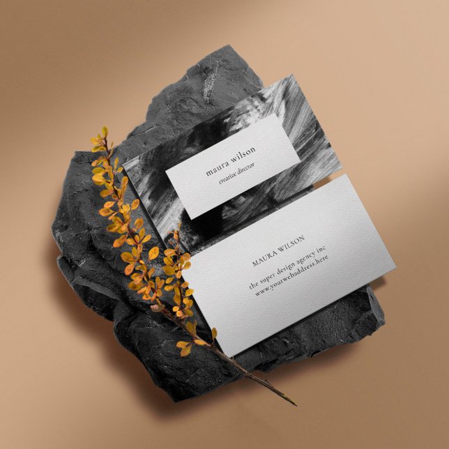 Minimal Modern Abstract Black and White Painting Business Card (Creator Uploaded)