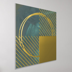 Minimal Modern Abstract Green Gold Foil Prints