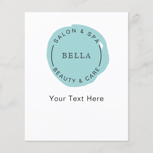 Minimal Modern Aqua Salon and Spa Business Flyers (Front)