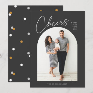 Minimal Modern Arch Photo Cheers New Year Holiday Card