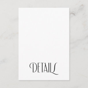 Minimal Modern Art Deco Typography Wedding Details Enclosure Card