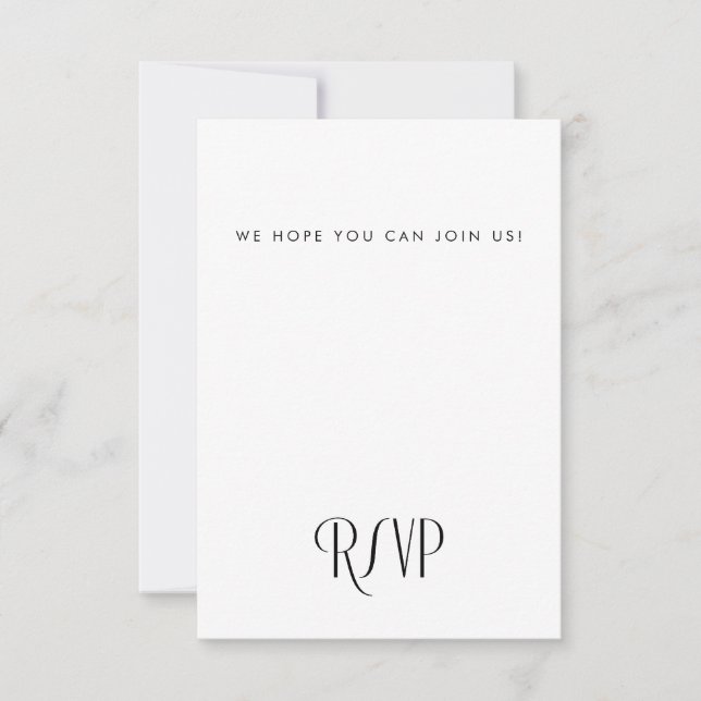 Minimal Modern Art Deco Typography Wedding RSVP Card (Front)