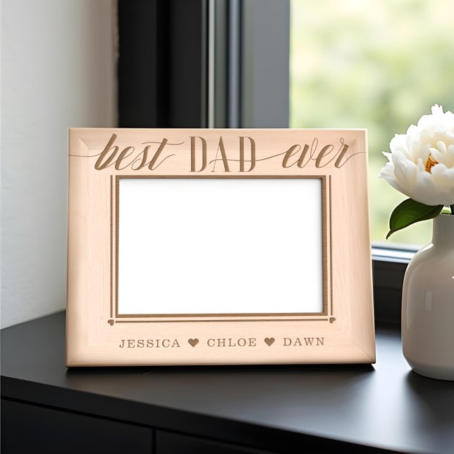 Minimal Modern Best Dad Ever Script Father's Day Etched Frames (Minimal Modern Best Dad Ever Script Father's Day Etched Frames)