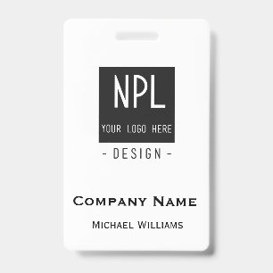 Minimal, Modern Black and White Company or Name ID Badge