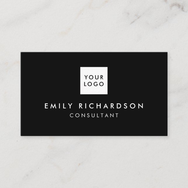 Minimal modern black and white professional logo business card (Front)