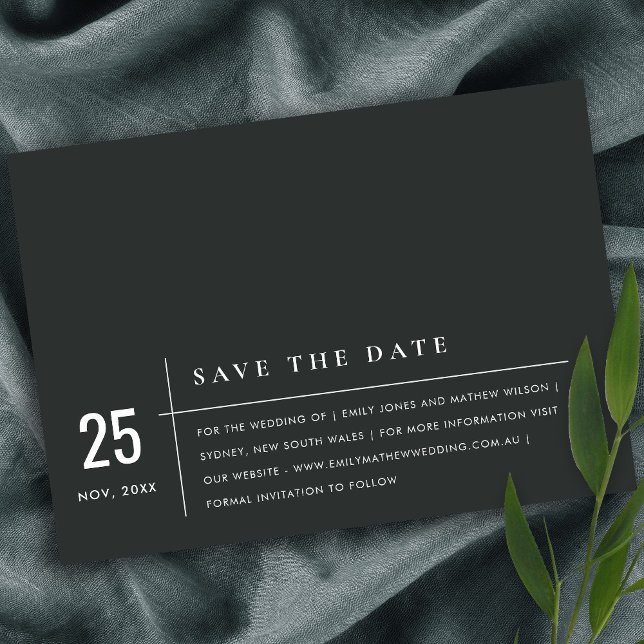 MINIMAL MODERN BLACK AND WHITE TYPOGRAPHY WEDDING SAVE THE DATE (Creator Uploaded)