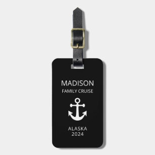 Minimal Modern Black Family Cruise Trip Travel  Luggage Tag