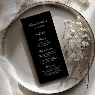 Minimal Modern Black Gold Muslim Wedding Table Menu
