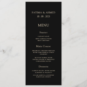 Minimal Modern Black Muslim Wedding Table Dinner Menu