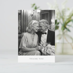 Minimal Modern Black Typography Photo Anniversary Thank You Card