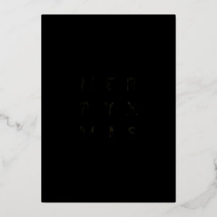 Minimal Modern Black Typography Photo Merry Xmas  Foil Holiday Card