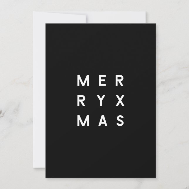 Minimal Modern Black Typography Photo Merry Xmas  Holiday Card (Front)