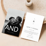 Minimal Modern Black Typography Photo Wedding Thank You Card<br><div class="desc">Show your gratitude with our Minimal Modern Black Typography Photo Wedding Thank You Card. Featuring a minimal black and white couple photo, this card is perfect for any weddings. The elegant black and white design and simple monogram create a timeless and sophisticated look. Ideal for wedding receptions, place settings, or...</div>