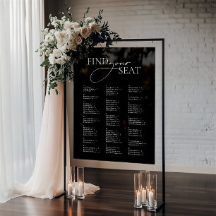 Minimal Modern Black White Find Your Seat Wedding Acrylic Sign