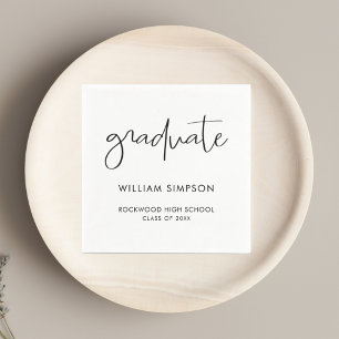 Minimal Modern Black & White Graduate Napkin