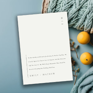 Minimal Modern Black & White Modern Wedding  Thank You Card