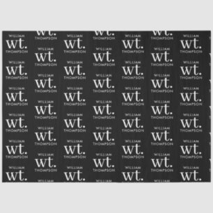 Minimal Modern Black & White Monogrammed Name Tissue Paper