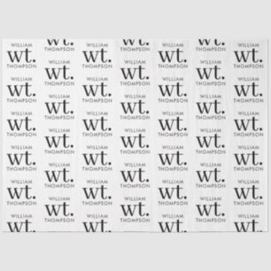 Minimal Modern Black & White Monogrammed Name Tissue Paper