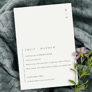 Minimal Modern Black White Rehearsal Dinner Invite