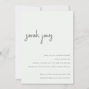 Minimal Modern Black White Script Bridal Shower Invitation
