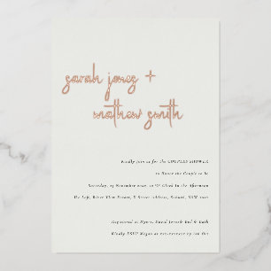 Minimal Modern Black White Script Couples Shower