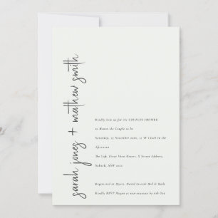 Minimal Modern Black White Script Couples Shower Invitation