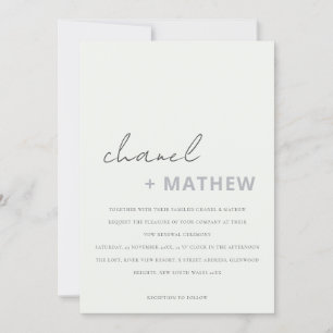 Minimal Modern Black & White Script Vow Renewal  Invitation