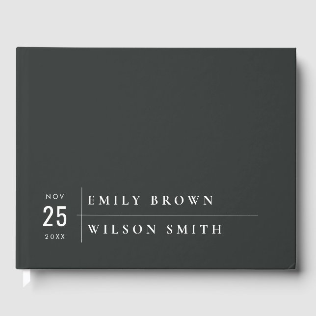 MINIMAL MODERN BLACK & WHITE TYPOGRAPHY WEDDING GUEST BOOK (Front)