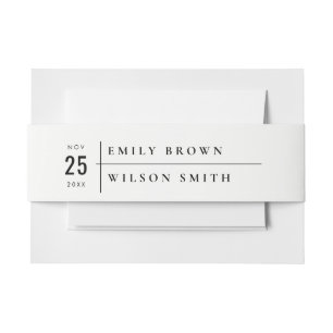 MINIMAL MODERN BLACK & WHITE TYPOGRAPHY WEDDING INVITATION BELLY BAND