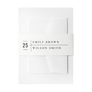 MINIMAL MODERN BLACK & WHITE TYPOGRAPHY WEDDING INVITATION BELLY BAND