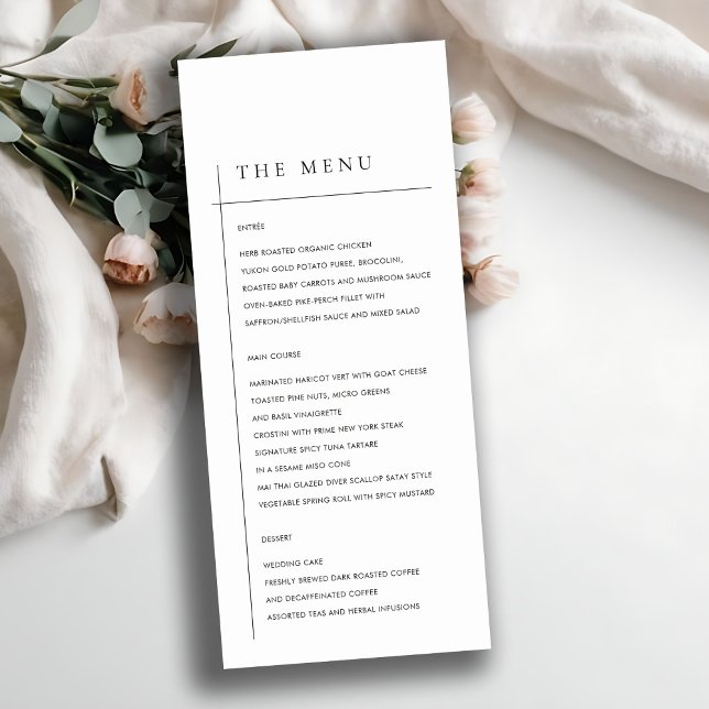 MINIMAL MODERN BLACK & WHITE TYPOGRAPHY WEDDING MENU (Creator Uploaded)