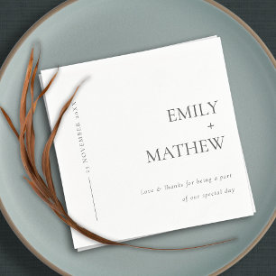 MINIMAL MODERN BLACK & WHITE TYPOGRAPHY WEDDING NAPKIN