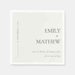 MINIMAL MODERN BLACK & WHITE TYPOGRAPHY WEDDING NAPKIN