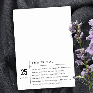 MINIMAL MODERN BLACK & WHITE TYPOGRAPHY WEDDING THANK YOU CARD