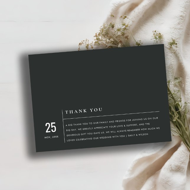 MINIMAL MODERN BLACK & WHITE TYPOGRAPHY WEDDING THANK YOU CARD (Creator Uploaded)