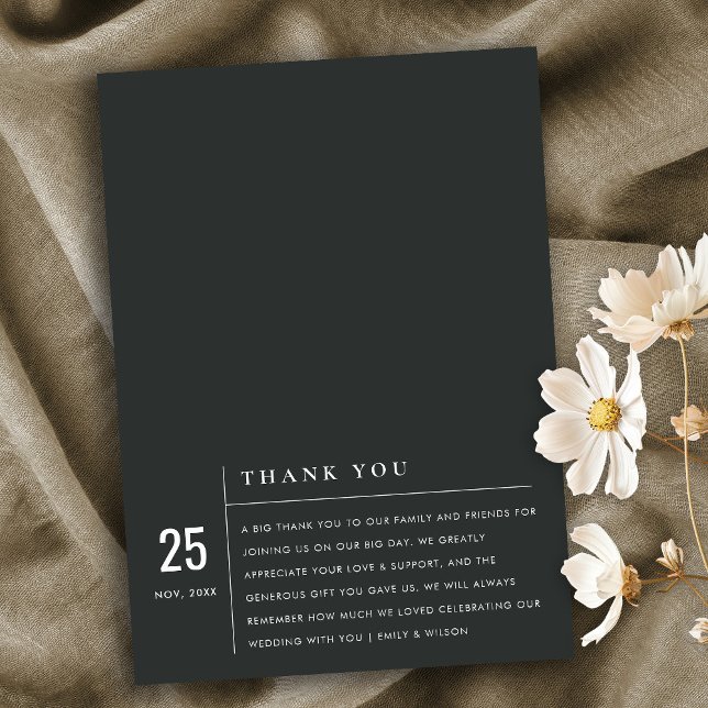 MINIMAL MODERN BLACK & WHITE TYPOGRAPHY WEDDING THANK YOU CARD (Creator Uploaded)