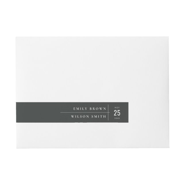 MINIMAL MODERN BLACK & WHITE TYPOGRAPHY WEDDING WRAPAROUND ADDRESS LABEL (Front)